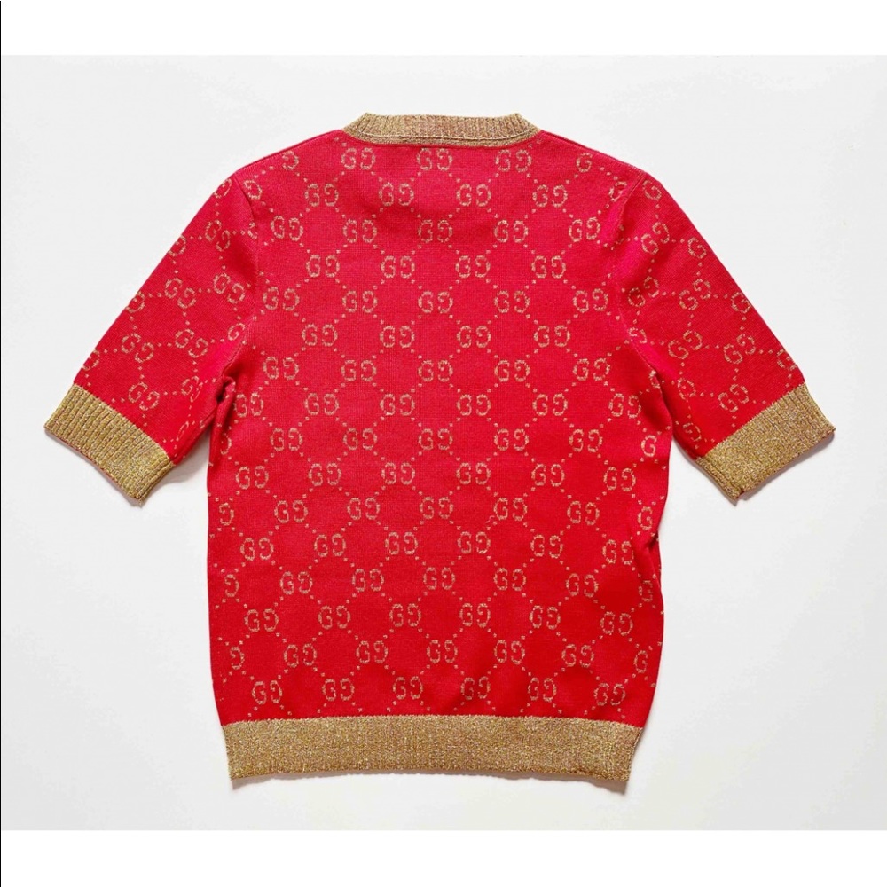 Gucci Metallic Logo Knit Top Paint the Town Red Sweater - Picture 4 of 4